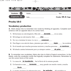 Realidades 2 prueba 5a-1 answer key