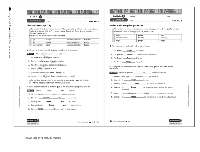 Realidades 2 prueba 5a-1 answer key