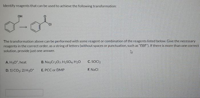 Identify the reagents that will achieve the following transformation