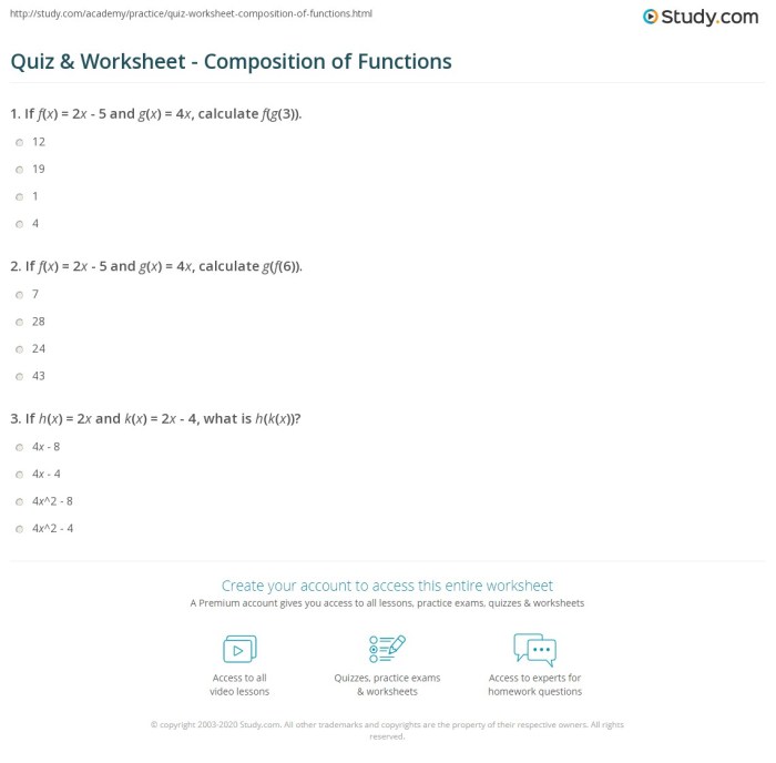 Function composition worksheet answer key